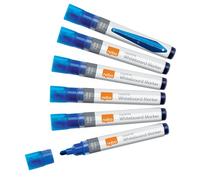 Nobo Pennarelli per Lavagna Bianca a Inchiostro Liquido Cancellabili a Secco, Punta Tonda Larga 3 mm, Confezione da 10, Blu, 1915378