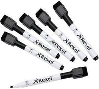 Nobo 2104184 Black Mini Whiteboard Pen with Magnetic Eraser Cap Pack of 6 NEW