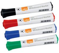 Nobo Glide Drywipe Whiteboard Pens, 2 mm Bullet Tip, Pack of 4, 1902096, Coloure