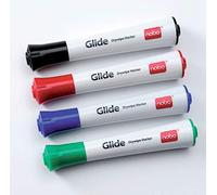 Nobo Glide Pennarelli per Lavagna Bianca Cancellabili a Secco, Punta Tonda Larga 2 mm, Confezione da 12, Nero, 1902091