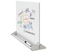 Nobo Lavagna Magnetica a 2 Lati in Vetro, Autoportante, con Pennarello e Magneti Inclusi, Cancellabile a Secco e Senza Cornice, 585 mm x 447 mm - Bianco Brillante