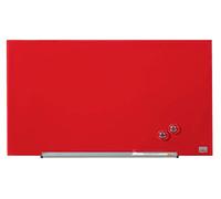 Nobo Lavagna Magnetica in Vetro con Vaschetta Porta Accessori Rimovibile, 680 x 380 mm, Sistema di Montaggio InvisaMount, Gamma Impression Pro, Rosso, 1905183