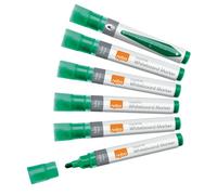 Nobo Pennarelli per Lavagna Bianca a Inchiostro Liquido Cancellabili a Secco, Punta Tonda Larga 3 mm, Confezione da 10, Verde, 1915380