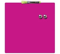 Nobo Mini Lavagna Magnetica Quadrata Montabile su Parete, Frigorifero, per Casa, Ufficio, Pennarello, Magneti e Kit di Montaggio Inclusi, Cancellabile a Secco, Senza Cornice, 360 x 360 mm, Fucsia