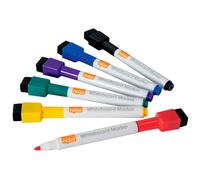 ACCO NOBO Set 6 pennarelli lavagna 2 mm cappuccio magnetico con gomma cancellabili colori assortiti