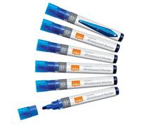 Nobo Pennarelli per Lavagna Bianca a Inchiostro Liquido Cancellabili a Secco, Punta Tonda Larga 3 mm, Confezione da 10, Blu, 1915378