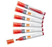 Nobo Pennarelli per Lavagna Bianca a Inchiostro Liquido Cancellabili a Secco, Punta Tonda Larga 3 mm, Confezione da 10, Rosso, 1915379