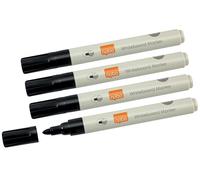 Nobo Pennarelli Per Lavagne Bianche, Conf da 4 Pennarelli Neri, Punta Proiettile (3 Mm), per Vetro e Superfici Non Porose, a Basso Odore, Asciugatura Rapida, con L'85% di Plastica Riciclata, 1915707