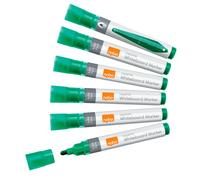 Nobo Pennarelli per Lavagna Bianca a Inchiostro Liquido Cancellabili a Secco, Punta Tonda Larga 3 mm, Confezione da 10, Verde, 1915380