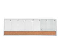 Nobo Piccola Lavagna / Agenda Settimanale Magnetica con Bacheca in Sughero Montabile su Parete / Frigorifero, Clip per Pennarello, Cancellabile a Secco, Cornice in Alluminio, 585 x 190 mm, Grigio