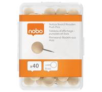 Nobo Puntine in legno per bacheche - Confezione da 40, contenitore riutilizzabile, ottimo per appunti, esposizioni e promemoria, 1915709