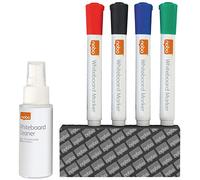 Nobo Set di Accessori per Pulizia e Cura della Lavagna, Include 4 x Pennarelli, 1 x Gomma e 1 x Spuzzino Detergente