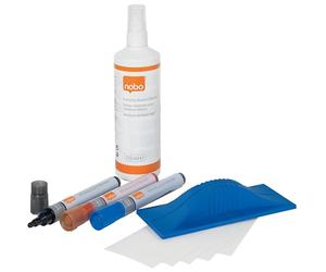 Nobo, Starter Kit completo di accessori per lavagne bianche, Set pennarelli cancellabili con spray panno e cancellino a secco per lavagna, Ricambi per lavagna e cancellino, Multicolore, 34438861