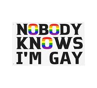 Nobody Knows I’M Gay Flag Robuste Bandiera Da Giardino Con 2 Occhielli Bandiera Per Esterno Feste Balcone 90X150Cm