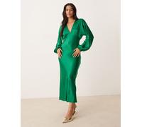 Nobody's Child - Allura - Vestito midi verde con maniche a palloncino e scollo a V 44