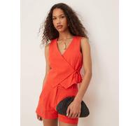 Nobody's Child - Aria - Gilet sartoriale a portafoglio in misto lino rosso in coordinato 44