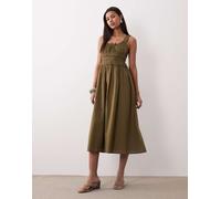 Nobody's Child - Ariel - Vestito midi arricciato verde kaki 44