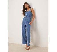 Nobody's Child - Aster - Tuta jumpsuit lavaggio medio con bottoni e spalline sottili-Blu 46