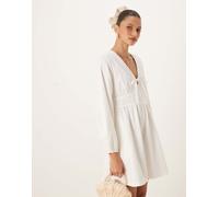 Nobody's Child - Astra - Vestito corto a maniche lunghe in denim color crema-Bianco 46