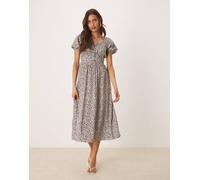 Nobody's Child - Geniveve - Vestito midi milkmaid crema a fiori-Bianco 42