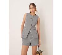 Nobody's Child - Immy - Gilet taglio lungo monocromatico a quadretti in coordinato-Nero 42