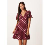 Nobody's Child - Lyndsey - Vestito corto marrone a pois con volant 38