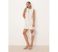 Nobody's Child - Ned - Vestito scamiciato corto in denim bianco a fiori-Multicolore 48