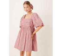 Nobody's Child - Nova - Vestito corto rosa a righe con maniche a sbuffo 48