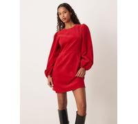 Nobody's Child - Peggy - Vestito corto a maniche lunghe rosso-Nero 46