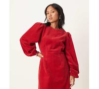 Nobody's Child Petite - Vestito corto in velluto a coste rosso con maniche a palloncino 40