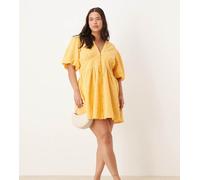 Nobody's Child Plus - Starlight - Vestito corto giallo a quadri con maniche a sbuffo 52