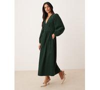 Nobody's Child - Riley - Vestito midi verde scuro in velluto a coste con scollo a V 38