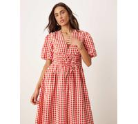 Nobody's Child - Scottie - Vestito midi rosso a quadretti con scollo a V 42