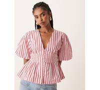 Nobody's Child - Starlight - Top rosa a righe con maniche a sbuffo 44