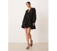 Nobody's Child - Starlight - Vestito corto a maniche lunghe nero ricamato-Rosso 48