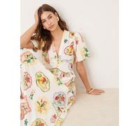 Nobody's Child - Starlight - Vestito midi con maniche a sbuffo e stampa di frutta stile cartolina-Multicolore 42