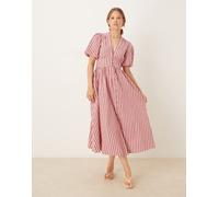 Nobody's Child - Starlight - Vestito midi rosa a righe con maniche a sbuffo 44