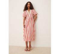 Nobody's Child - Starlight - Vestito midi rosso e bianco a righe con maniche a sbuffo 40