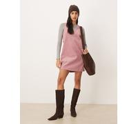 Nobody's Child - Vestito corto scamiciato rosa a coste con scollo a V e bottoni laterali 40