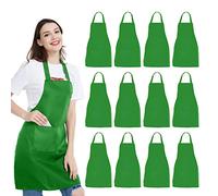 NOBONDO, Confezione da 12 grembiuli da cucina con pettorina, unisex, colore verde, con 2 ampie tasche, lavabili in lavatrice, per cucina, artigianato, barbecue, pittura