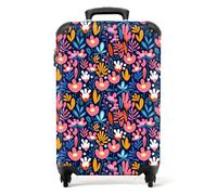 NoBoringSuitcases.com bagaglio a mano, trolley, valigia da 10 kg, rigida, leggera, valigie da viaggio per cabina, aereo, con 4 ruote girevoli, manico estensibile, 55x40x20 cm, Motivo floreale colorato
