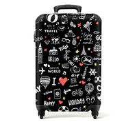 NoBoringSuitcases.com bagaglio a mano, trolley, valigia da 10 kg, rigida, leggera, valigie da viaggio per cabina, con 4 ruote girevoli, manico estensibile, robusto, 55x40x20 cm, Modello di viaggio