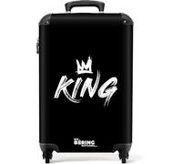 NoBoringSuitcases.com Trolley Bagaglio a Mano 55x40x20 cm, 10 kg - King e Corona (Nero)