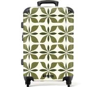 NoBoringSuitcases.com® Trolley Medio 67x43x25 cm Valigia Media Rigida Da Viaggio Ruote Valigie Leggere Stiva M Trolly Luggage Suitcase Leggerissimo Botanico - Retro - Verde