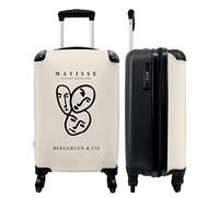 NoBoringSuitcases.com® Valigia bagaglio a mano - Trolley per cabina leggera, 4 rotelle, motivo viso Matisse, lucchetto a combinazione, resistente ai raggi UV, 55-35-20 cm, Design con facce Matisse,