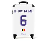 NoBoringSuitcases.com Valigia Bagaglio a Mano, Valigia, Trlley Bagaglio a Mano, Bagaglio a Mano, Valigia 10 kg, Valigia Personalizzabile, 55x40x20 cm (Calcio - Maglie gara away Belgio 2022 - Bianco)