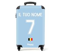NoBoringSuitcases.com Valigia Bagaglio a Mano, Valigia, Trolley, Valigia 55x40x20, Valigie, Valigia da Stiva, Valigia Personalizzabile, 55x40x20 cm (2024 - Maglie gara away Belgio - Azzurro)
