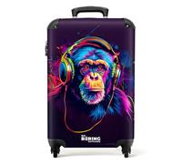 NoBoringSuitcases.com Valigia Bambini 55x40x20 cm - Scimpanzé Neon Viola
