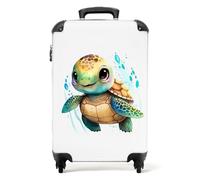 NoBoringSuitcases.com Valigia Bambini, Trolley Bambini, Valigia Per Bambini, Trolley Per Bambini da Viaggio, Valigie Per Bambini Trolley, Trolley Bagaglio a Mano 55x40x20 cm (Tartaruga - Bianco)