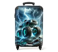 NoBoringSuitcases.com Valigia Bambini Trolley Bambino, 55x40x20 cm, Tempesta Di Camion Mostruosi - Blu Scuro